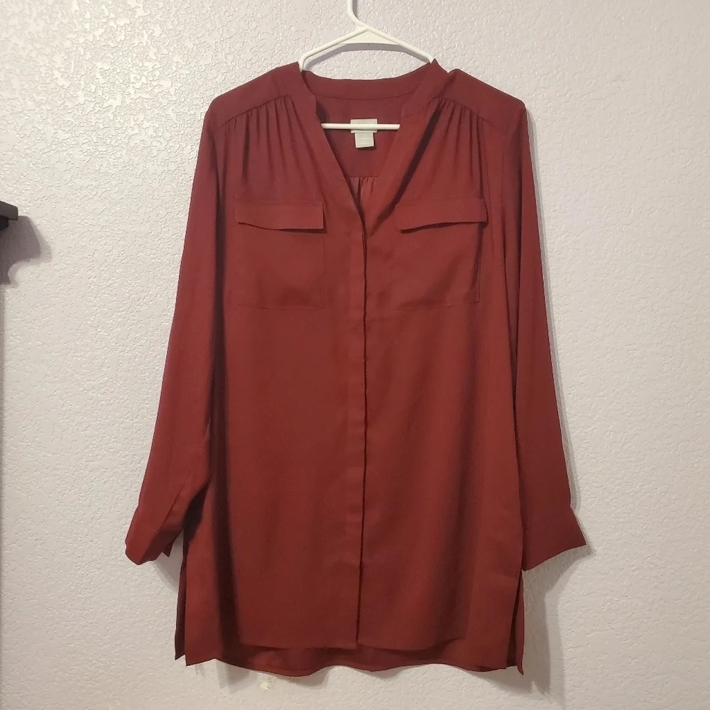 Chico's Satin Tunic SZ 1 M 8/10